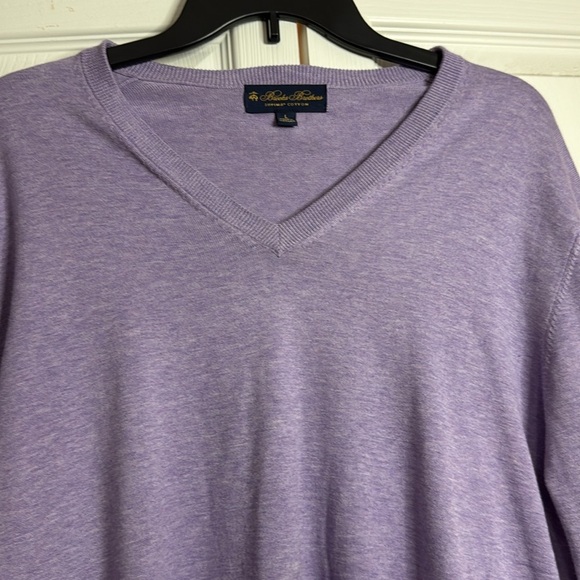 Men’s Brooks Brothers Lavender V-Neck Cotton Sweater size L - Picture 3 of 7